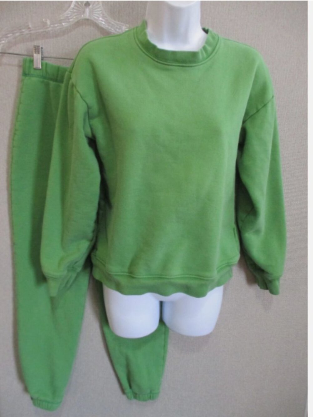 Reformation Green Organic Cotton Sweatshirt & Sweatpants Set Size XS
